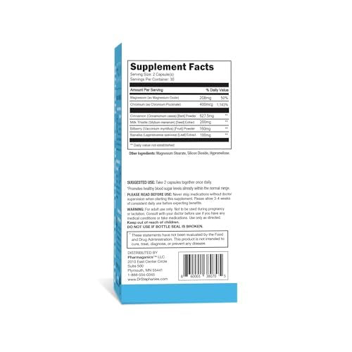 Pharmaganics Blood Sugar 24 Hour - 6 in 1 Formula with Cinnamon, Banaba, Chromium, Milk Thistle, & More - Once Daily Supplement - görsel 6