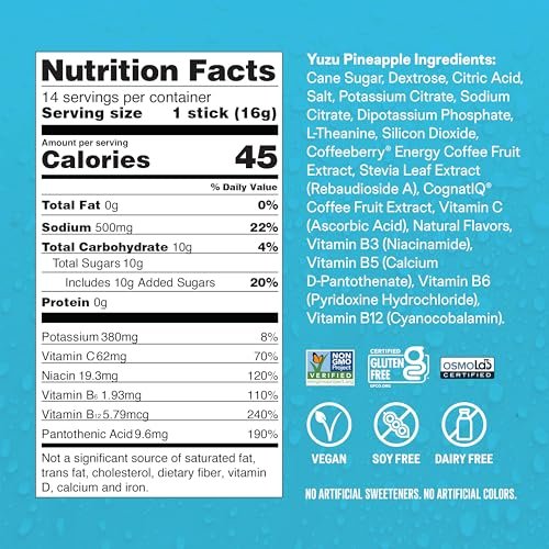 Liquid I.V.® Hydration Multiplier +Energy - Yuzu Pineapple | Electrolyte Powder Drink Mix | 1 Pack (14 Servings) - görsel 12