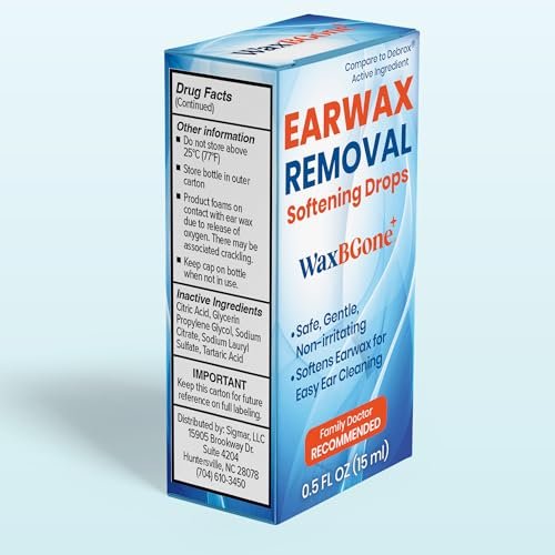 WaxBgone ® Ear Wax Removal Drops – Ear Cleaner Drops for Clogged Ears & Ear Relief, Non-Irritating Ear Wax Softener, Ear Wax Dissolving Drops for Kids & Adults, 0.5 fl oz (15ml) - görsel 10