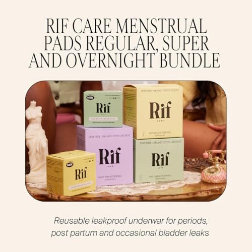 Rif Care Organic Menstrual Pads Feminine Hygiene Hemp Fiber Biodegradable with Wings, FSA HSA Eligible, Regular Absorbency, 14 Count - görsel 14