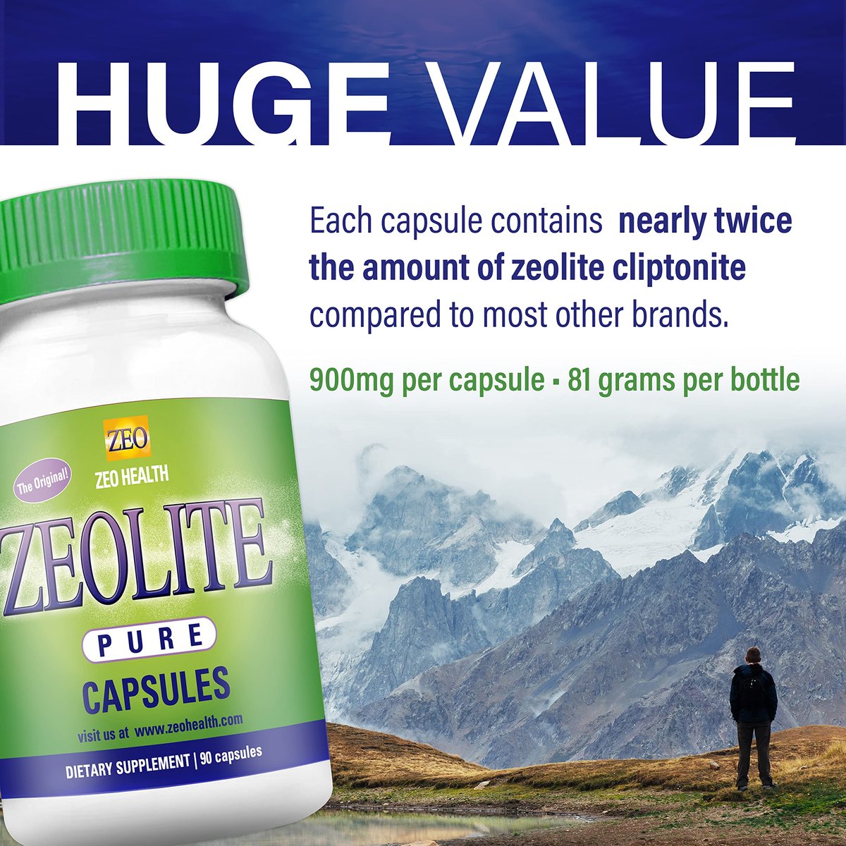 Zeolite Pure Capsules | Zeolite Detox, Extra Strength | Pure, Full Body Cleanse for Women, Men | Activated Organic, Food Grade Clinoptilolite Powder 94%, 90 Caps (81 Grams), 6 Wk to 3 Mo Supply - görsel 12