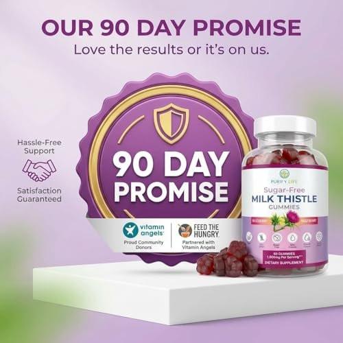 Sugar-Free Milk Thistle Gummies for Liver Cleanse Detox & Repair (Natural Blueberry-Raz Flavor) Cardo Mariano, Cleansing Milk Thistle Supplement, Antioxidant Support, Vegan, Replaces Pills & Capsules - görsel 18