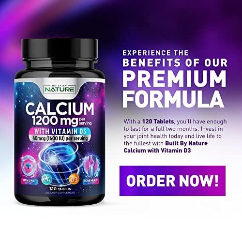 Calcium 1200mg with Vitamin D3 for Best Absorption - Advanced Bone Support Supplement, 1200 mg Calcium Carbonate & 1600 IU Vitamin D3, Slow Release for Immune Support, Easy to Swallow, 120 Tablets - görsel 18