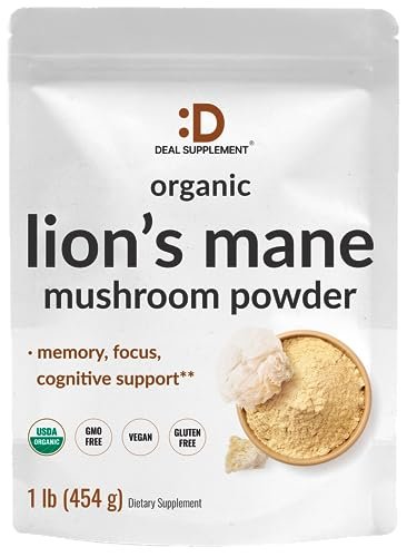 DEAL SUPPLEMENT Organic Lions Mane Mushroom Powder Supplement, 1,500mg Per Serving, 1lb – Active Fruiting Body & Mycelium Extract – Natural Brain Nootropic & Immune System Booster – Non-GMO - görsel 10