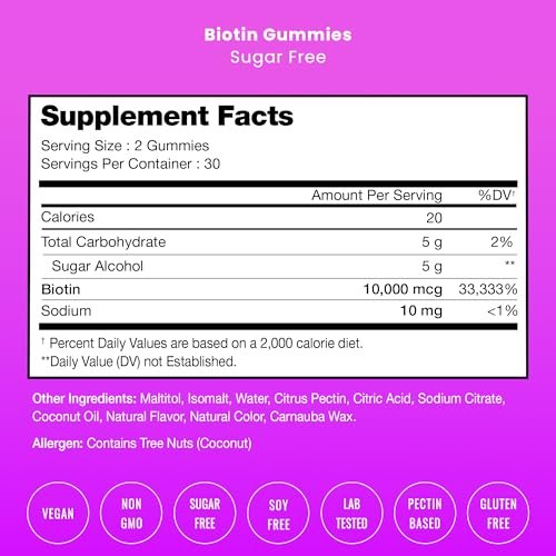 NutraChamps Sugar Free Biotin Gummies – Vegan & Pectin-Based: Made without gelatin, these gummies are suitable – Image 14