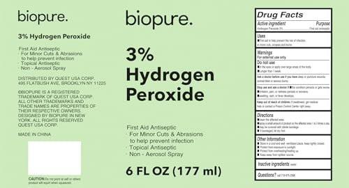 Biopure Hydrogen Peroxide 6 Fl Oz Spray – Convenient Non-Aerosol Spray Bottle with 3% Hydrogen Peroxide | Hydrogen Peroxide 3% First Aid Topical Antiseptic for Minor Cuts and Abrasions (2-Pack) - görsel 16