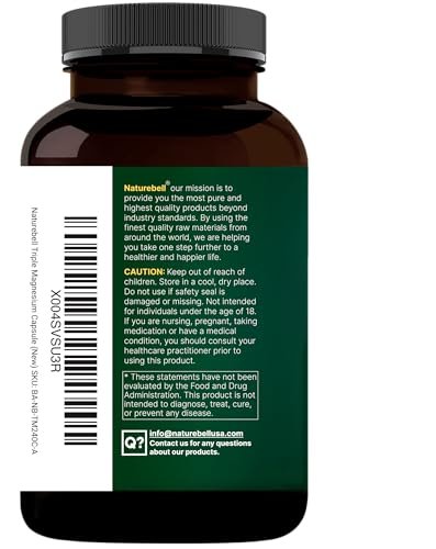 NatureBell Magnesium Complex for Women & Men 1,000mg Per Serving – 240 Capsules – Triple Magnesium Complex with Glycinate, Citrate & Malate – Chelated & Purified – Non‑GMO, Filler Free - görsel 18