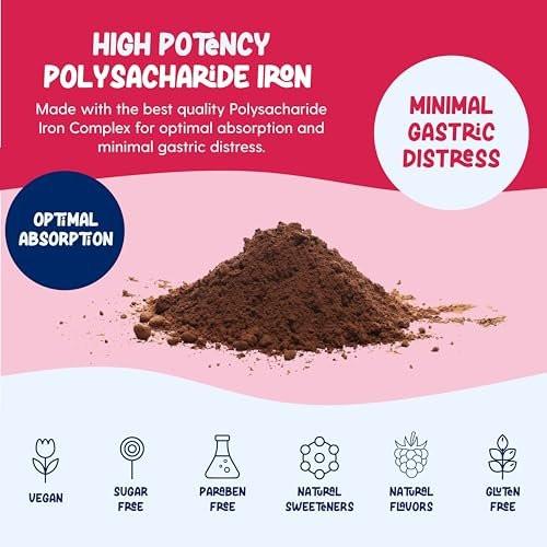 Iron Supplement Liquid Iron High Potency Iron for Women & Adults by Llorens - 100mg Polysaccharide Iron Complex Iron Supplements for Anemia and Iron Deficiency, (Raspberry, 6 oz) - görsel 14