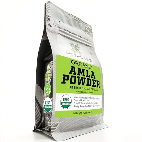 Spice Profile USDA Organic Amla Powder, Lab Tested for Heavy Metals, Resealable 4oz Pouch, Amalaki, Grosella Espinosa India - görsel 18