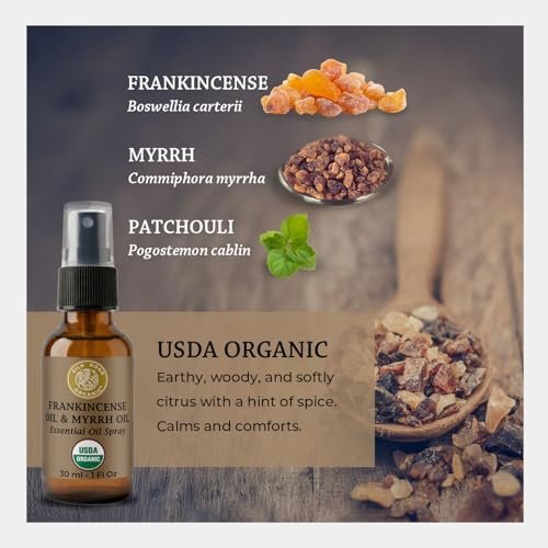 Silk Road Organic Frankincense Oil & Myrrh Essential Oil Spray, 100% Pure USDA Certified Aromatherapy for Body Aches, Stiffness & Tingling, Stress, & Skin - 1 Oz Spray - görsel 14