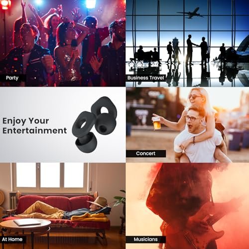 LOETRUY 2 Pairs of Ear Plugs for Sleeping, Reusable Hearing Protection Earplugs with 8 Pairs Ear Tips & One Connector Cord, Soft Ear Plugs for Noise Reduction, Concert, Musician & Work - 25dB-30dB - görsel 16