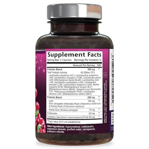 Probiotics for Women - Prebiotic and Probiotic Blend 60 Billion CFU Per Serving - 16 Strain Women's Probiotic for pH Balance & Vaginal Support - Digestive & Immune Support, Bottled USA - 120 Capsules - görsel 18