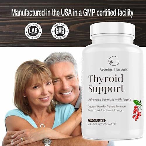 GENIUS HERBALS Thyroid Support - Advanced Formula with Iodine, Supports Metabolism & Energy, Supports Healthy Thyroid. Non-GMO Thyroid Supplement - 60 Capsules - görsel 10