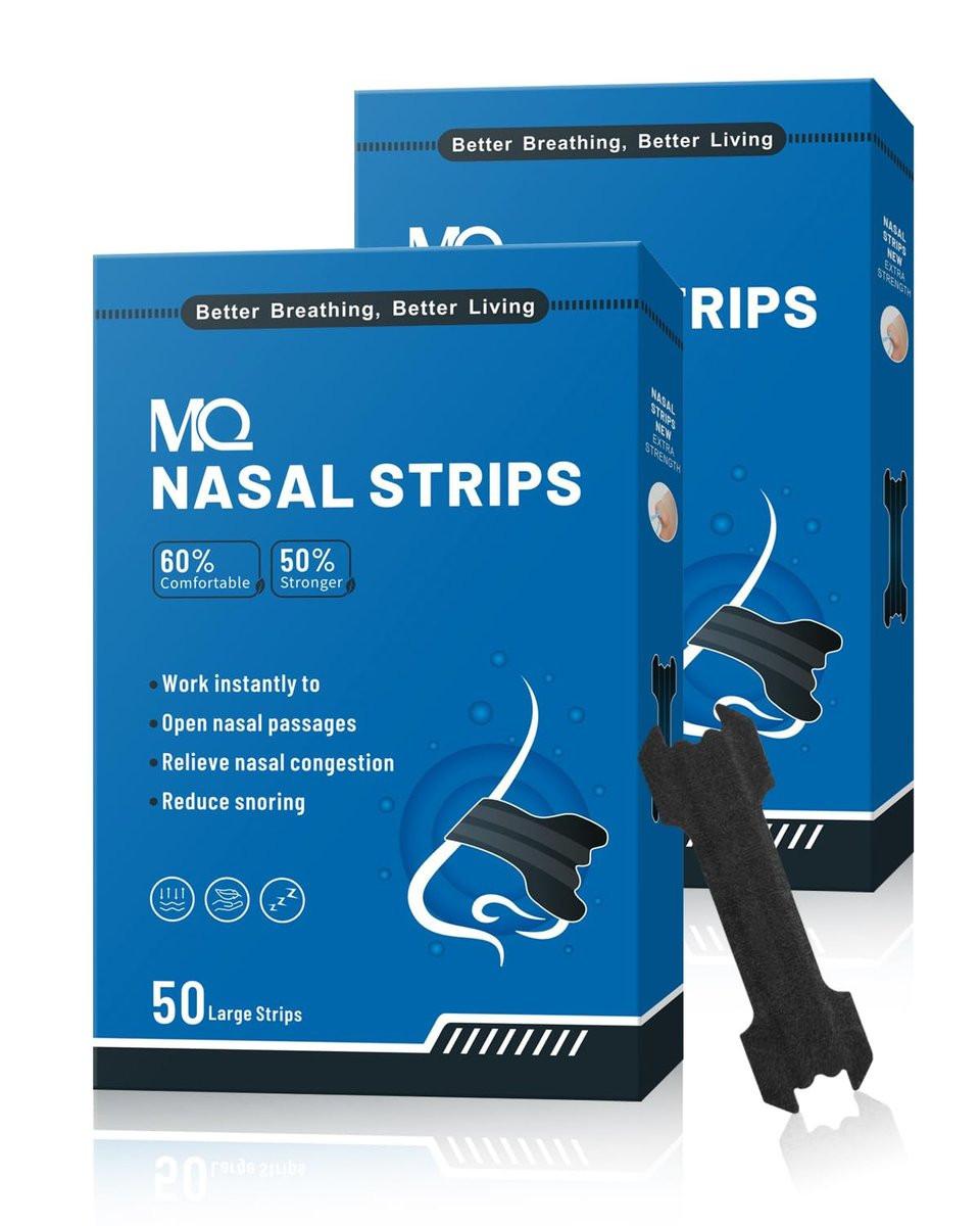 MQ 100ct Nasal Strips for Snoring Black Nose Strips for Breathing Extra Strength Snore Strips to Open Nasal Passages, Relieve Nasal Congestion - görsel 18