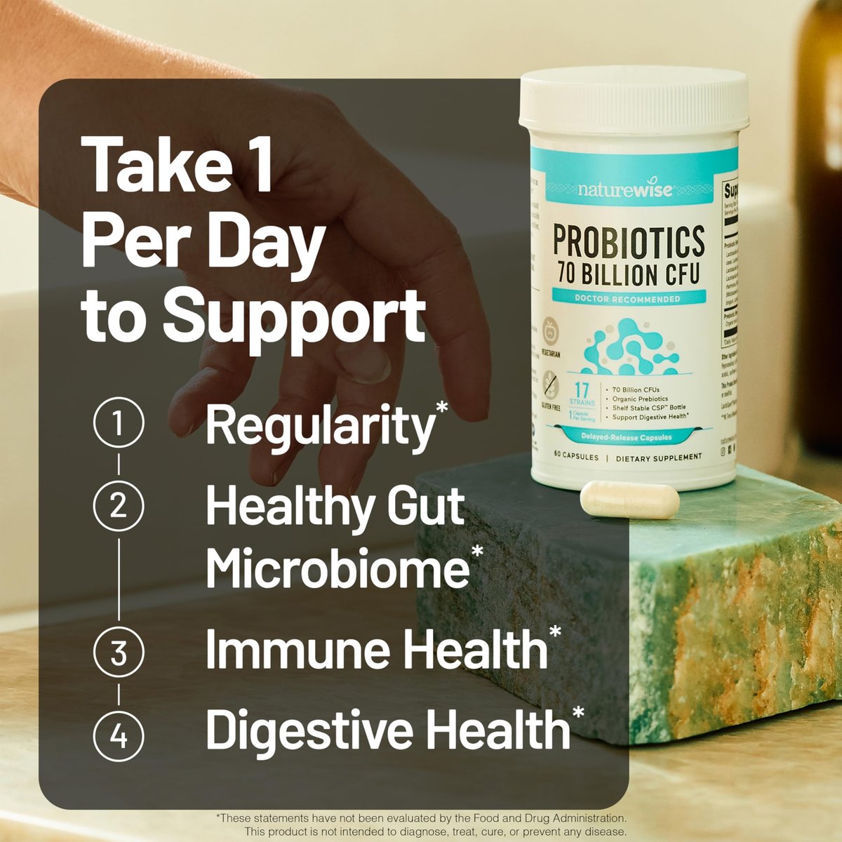 NatureWise Probiotics 70 Billion CFU - 17 – 17 Diverse Probiotic Strains: Includes well-researched strains such – Image 18