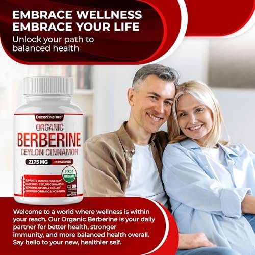 Organic Berberine with Ceylon Cinnamon 2175mg - Premium Berberine Supplement High Purity Extract USDA Organic, Support Immune System, Berberine Plus Complex, Non-GMO Vegan for Men Women 90 Capsules - görsel 14