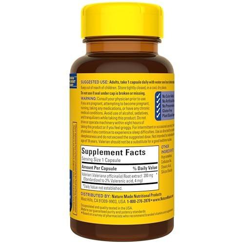 Nature Made Valerian Root for Sleep Support, Melatonin Free Sleep Aid for Adults, 30 Valerian Root Capsules, 30 Day Supply - görsel 14