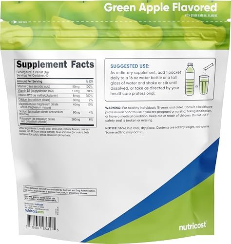 Nutricost Electrolytes Complex, Green Apple Flavored, 40 Stickpacks - Advanced Hydration Complex - görsel 10