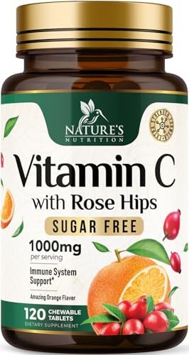 Vitamin C 1000mg Per Serving Chewable - Sugar Free - Extra Strength Antioxidants - Natural Immune Support Supplement with Vitamin C & Rose Hips, Powerful Vit C Chews, Tasty Orange Flavor - 120 Tablets - görsel 18