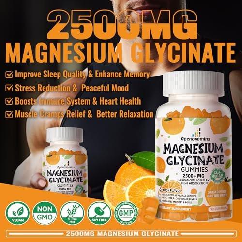 Magnesium Glycinate Gummies - Sugar Free Magnesium Potassium Supplement with Vitamin D, B6, CoQ10 for Calm Mood & Sleep Support - 90 Orange Gummies - görsel 14