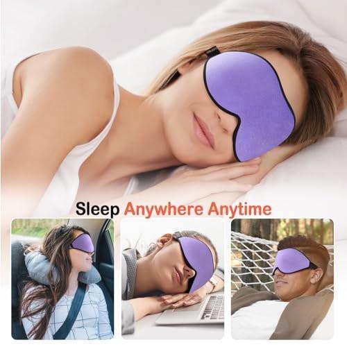 LitBear Sleep Mask for Side Sleeper Women Men, Eye Mask for Sleeping Light Blocking, 3D Contoured Cup Sleeping Mask, Soft Breathable Sleep Eye Mask with Adjustable Strap for Flight, Light Purple - görsel 14