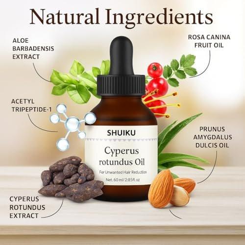Cyperus Rotundus Oil for Hair Removal 2 PACKS – 100% Pure Natural Cyprus Oil – Organic Herbal Cypress Root Extract for Smooth Skin, Reducing Body Hair Growth, Ingrown Hair & Nourishment – 60ml - görsel 12