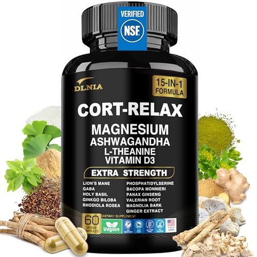 DLNIA Super Calm Cortisol Supplement with Magnesium Glycinate, Ashwagandha KSM-66, L-Theanine, Phosphatidylserine, Ginkgo Biloba & Lions Mane for Calm, Focus, Mental Clarity, Relaxation, Sleep, Energy - görsel 18