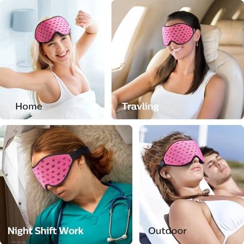 LitBear Breathable Sleep Mask, 3D Eye Mask Sleep for Side Sleepers Women Men, Light Blocking Sleeping Mask with Adjustable Strap, Soft Lightweight Eye Cover for Travel, Night Work, Nap, Office - Pink - görsel 14
