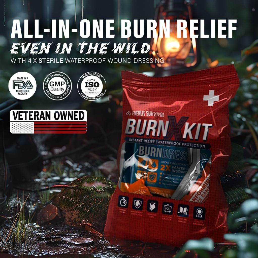 EVERLIT Burn Kit with Sterile Waterproof Wound Dressing | Hydrogel-Foam Burn Dressings, Burn Gel, Non-Stick Pads, Gauze & Shears | 30pcs First Aid Supplies for Instant Cooling, Soothing & Relief - görsel 11