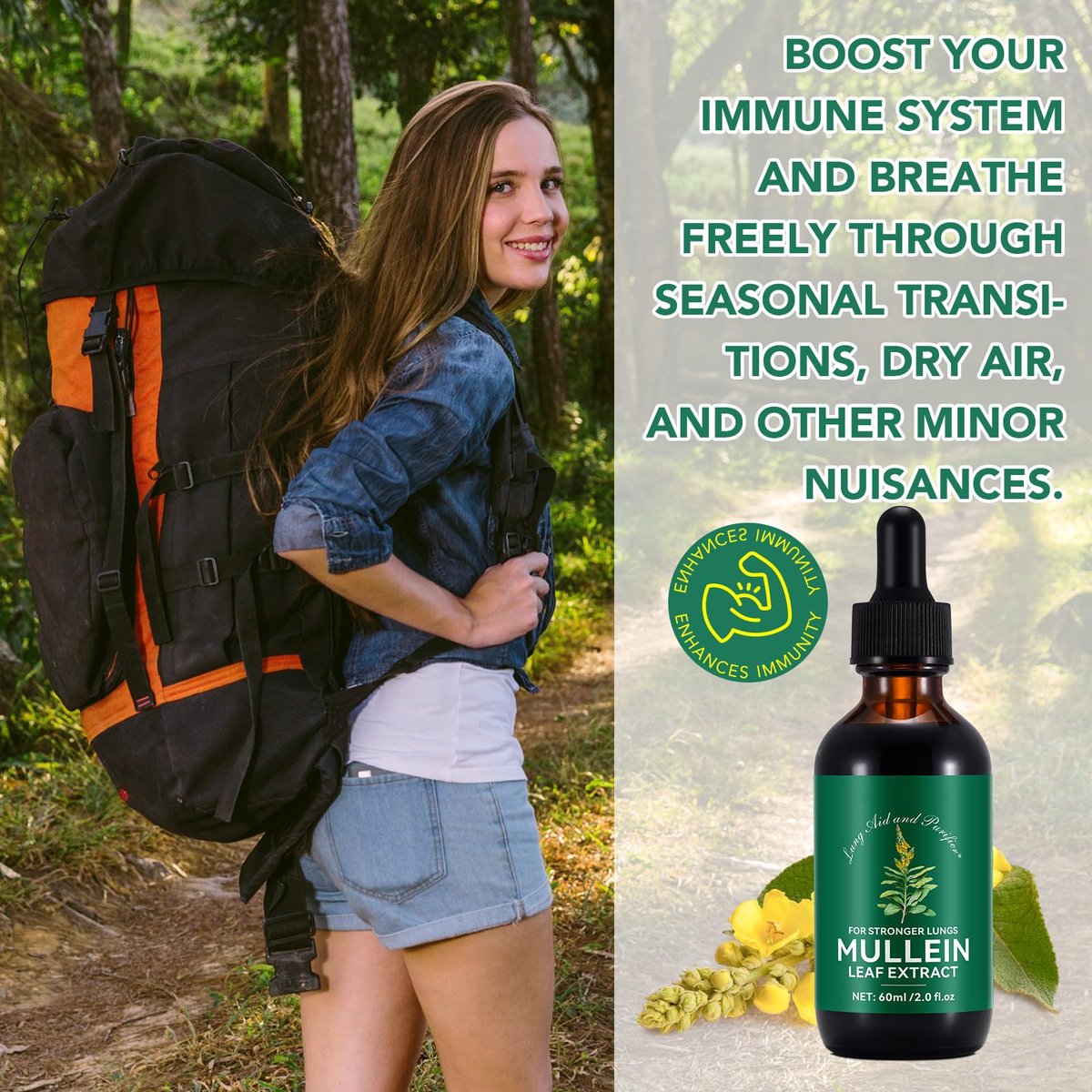 Mullein Drops for Lungs 4 Fl Oz - Mullein Leaf Extract for Lungs with Chlorophyll - Natural Herbal Supplement for Lung Cleanse, Respiratory Support, Boosts Immunity, Digestive Wellness - görsel 18
