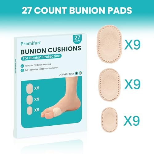 Promifun Bunion Pain Relief Pads to Wear with Shoes - 27 ct Bunion Cushion - Moleskin Protect Feet for Men and Women - Water-Resistant Self-Stick Adhesive (Multi-size) - görsel 14