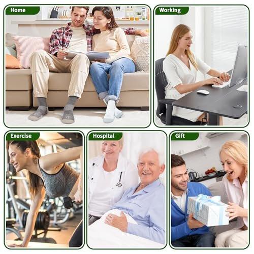 NOLUNT Diabetic Socks for Men, 4 Pairs Crew Diabetic Neuropathy Socks for Men 9-12 10-13 13-15 (White+Black+Sandy Color+Deep Blue - XL) - görsel 12