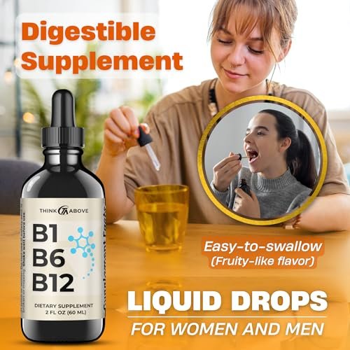 B1 B6 B12 Vitamin Liquid Drops - Nerve, Energy, Brain Support Supplement - Fruity-Like Flavor - Methylcobalamin, Thiamine, Pyridoxine (2) - görsel 10