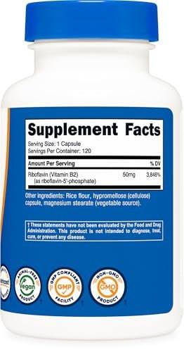 Nutricost R-5-P (Riboflavin-5-Phosphate) (Vitamin B2) 50 MG, 120 Capsules - Vegan, GMO-Free - görsel 10