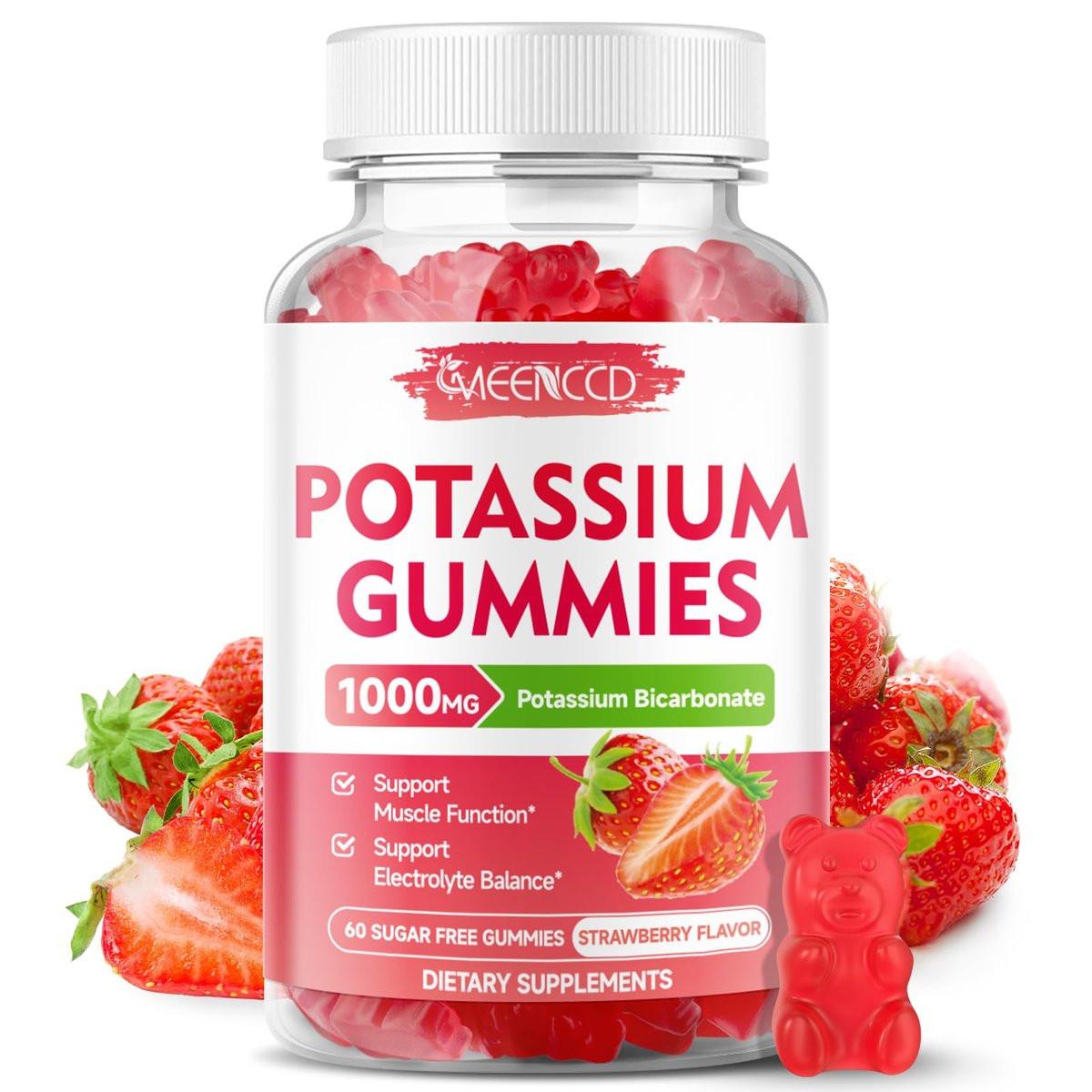 Potassium Gummies, Potassium Bicarbonate Supplement for Adults & Kids, Potassium Supplement for Electrolyte Balance & Muscle Health, Sugar-Free, Strawberry Flavor, 60 Count - görsel 16