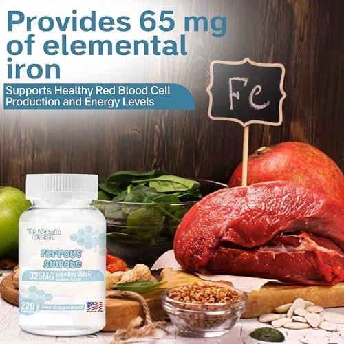 The Vitamin Kitchen Ferrous Sulfate 325 mg (65 mg Elemental Iron) High Potency Iron Supplement - High Potency Iron Pills for Red Blood Cells - No Artificial Color Additives - 220 Tablets Made in USA - görsel 12