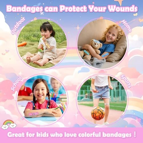 Sublaga 33 Styles Kids Cartoon Bandages 300 Pcs Adhesive Flexible Unicorn Bandages Cartoon Bandages Variety Pack Waterproof Protect Scrapes and Cuts for Girls Boys Children Toddlers (Cute) - görsel 14