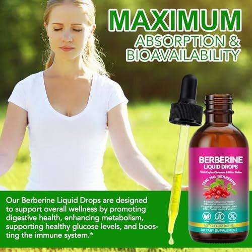 Berberine Supplement Liquid 60ml, Berberine with Ceylon Cinnamon, Berberine Drops with Turmeric Curcumin, Bitter Melon, Immune Support, Digestive Health Support - görsel 18