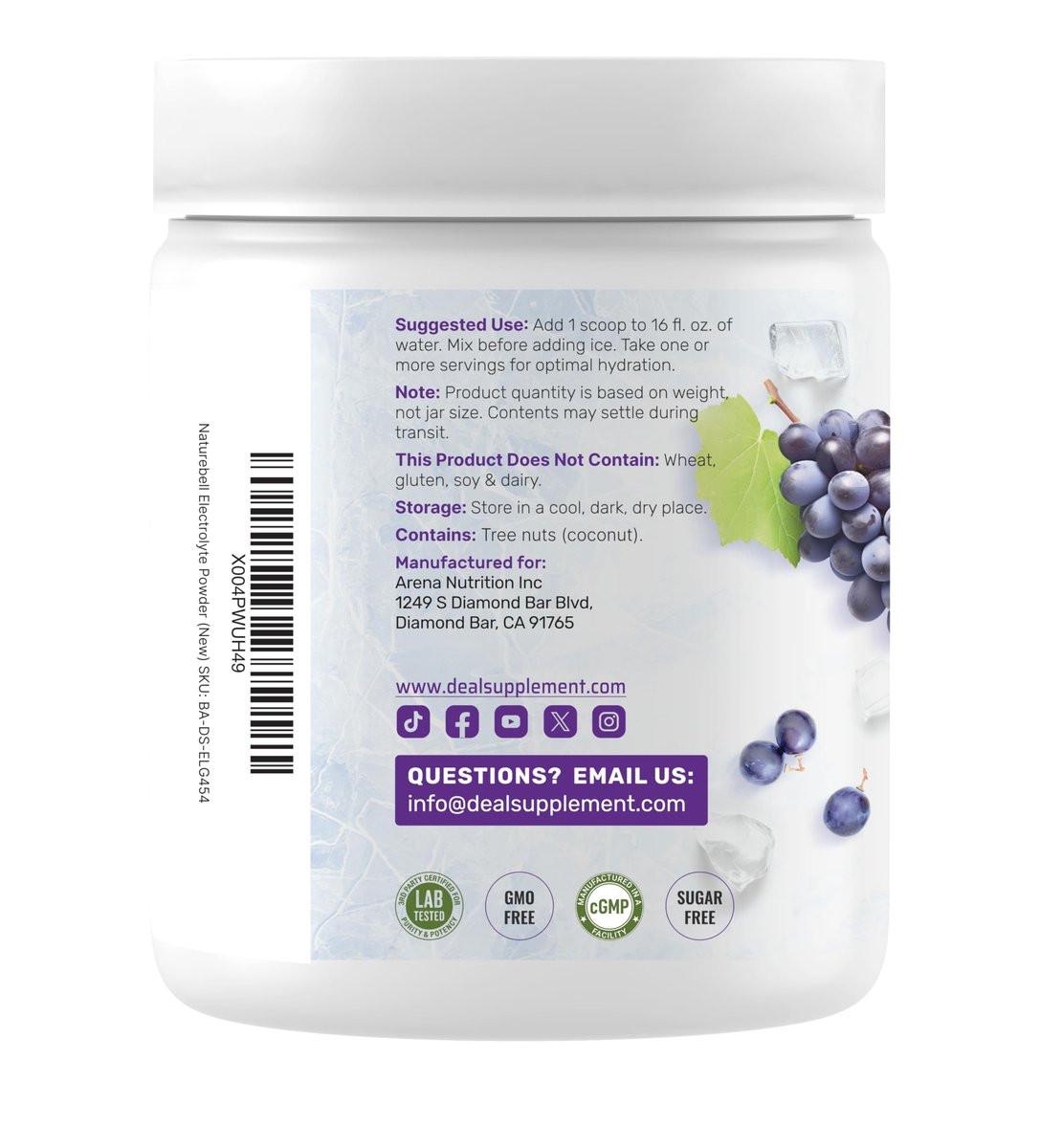 Electrolytes Powder, 1lb (69 Servings) – No Sugar, Low Sodium, ICY Grape Flavor – Rapid Hydration Supplement Drink Mix – High Potassium 1,000mg with Natural Coconut Water, Magnesium, & Vitamin C* - görsel 14