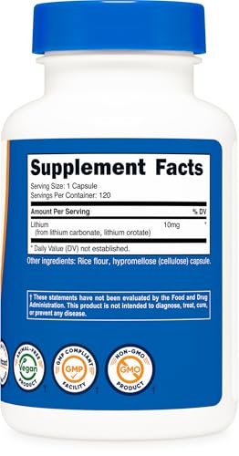 Nutricost Lithium Orotate (10mg) 120 Capsules - Vegan Lithium Supplement, GMO-Free, Gluten-Free - görsel 10