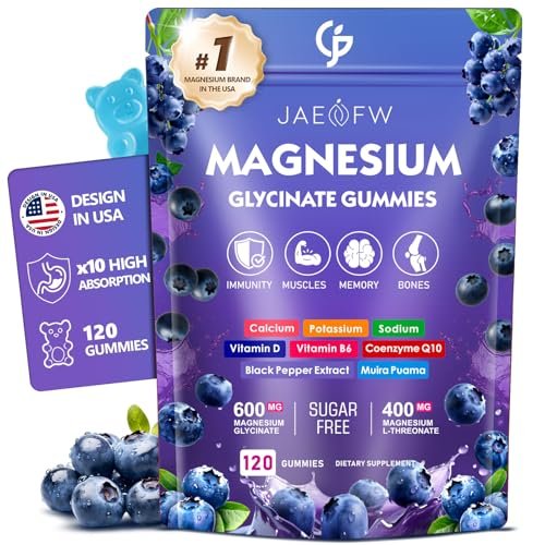 Magnesium Glycinate Gummies 1000mg – High Absorption Magnesium Complex with CoQ10, Vitamin D3 & B6 – Sugar Free Magnesium Gummies for Sleep, Focus & Relaxation, for Women, Men & Kids Blueberry - görsel 2