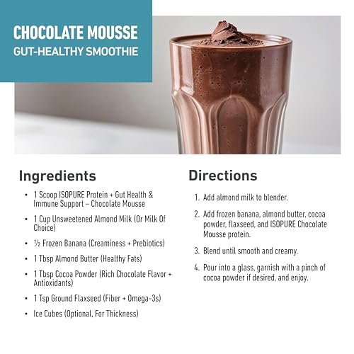 Isopure Protein + Gut Health & Immune Support Powder, Chocolate Mousse, 25g Whey Protein with Prebiotics & Vitamins, 12 Servings (Pack of 1) - görsel 16