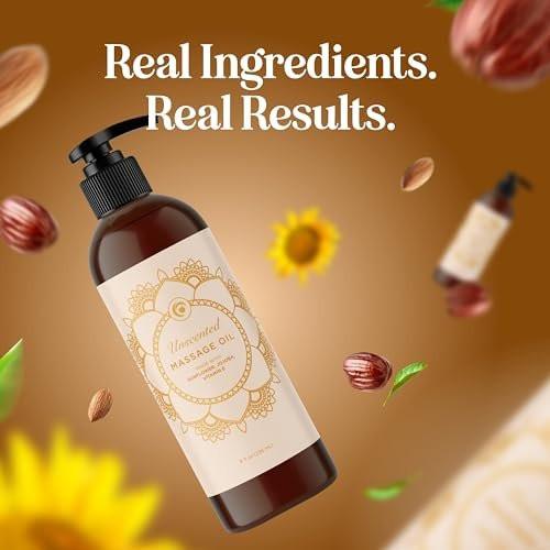 Unscented Massage Oil for Massage Therapy - Gentle and Luxurious Unscented Body Oil Full Body Care with Sweet Almond Sunflower Jojoba and Vitamin E - Vegan Non GMO & Gluten Free (8 Fl Oz) - görsel 18