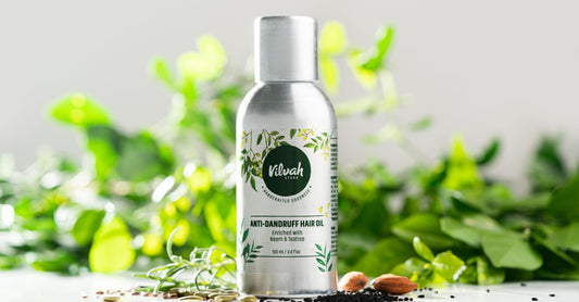 Ayurvedic hair care products including oils and shampoos arranged on a shelf, showing where to buy ayurvedic hair care online in the UK.