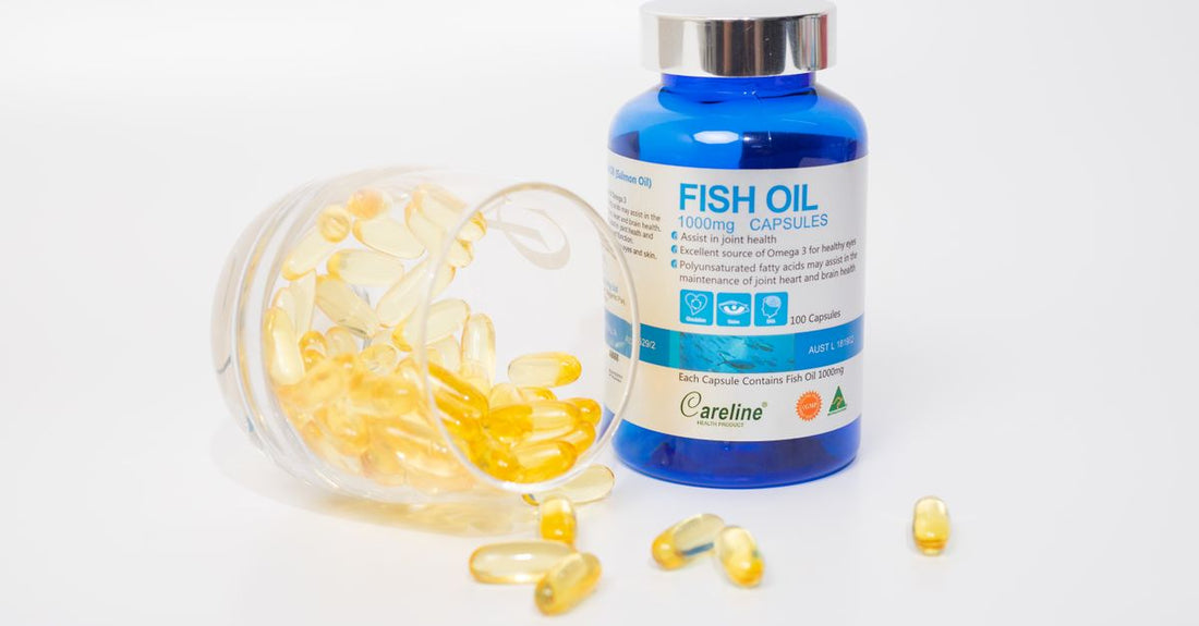 Oregano oil capsules dosage guide bottle on white background