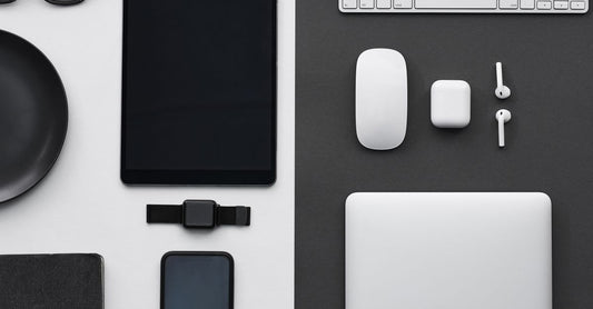 A flatlay of snore reducing aids including a nasal dilator, chin strap, and mouthpiece on a neutral background for a snore reducing aids buying guide UK.