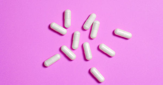 L lysine supplement capsules bottle on white background, vitamin and mineral store product