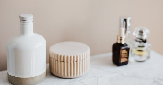 A selection of gentle vaginal moisturizers on a clean bathroom shelf, illustrating our vaginal moisturizers buying guide UK.