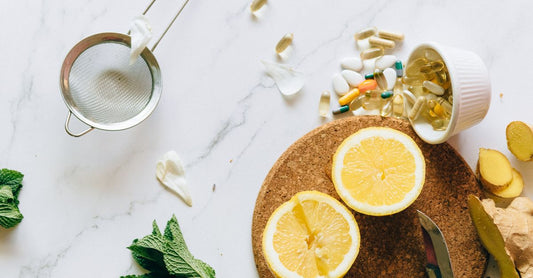 Clean vitamin and supplement store homepage design on a laptop screen, illustrating best home page UK 2026 layout.