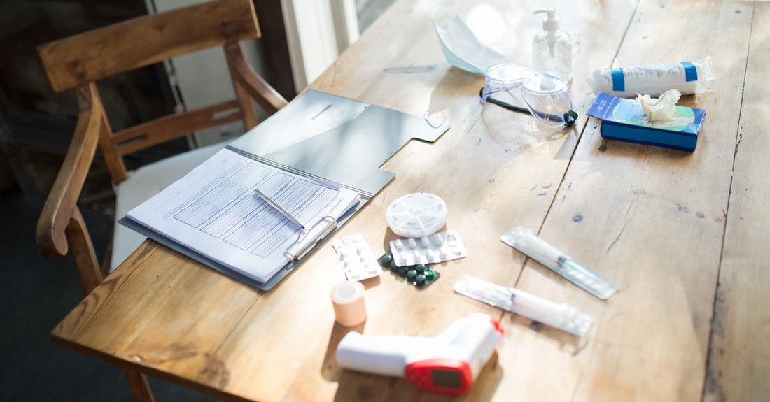 A selection of UK first-aid antiseptic wipes and creams on a clean surface, illustrating an antibiotics & antiseptics buying guide.